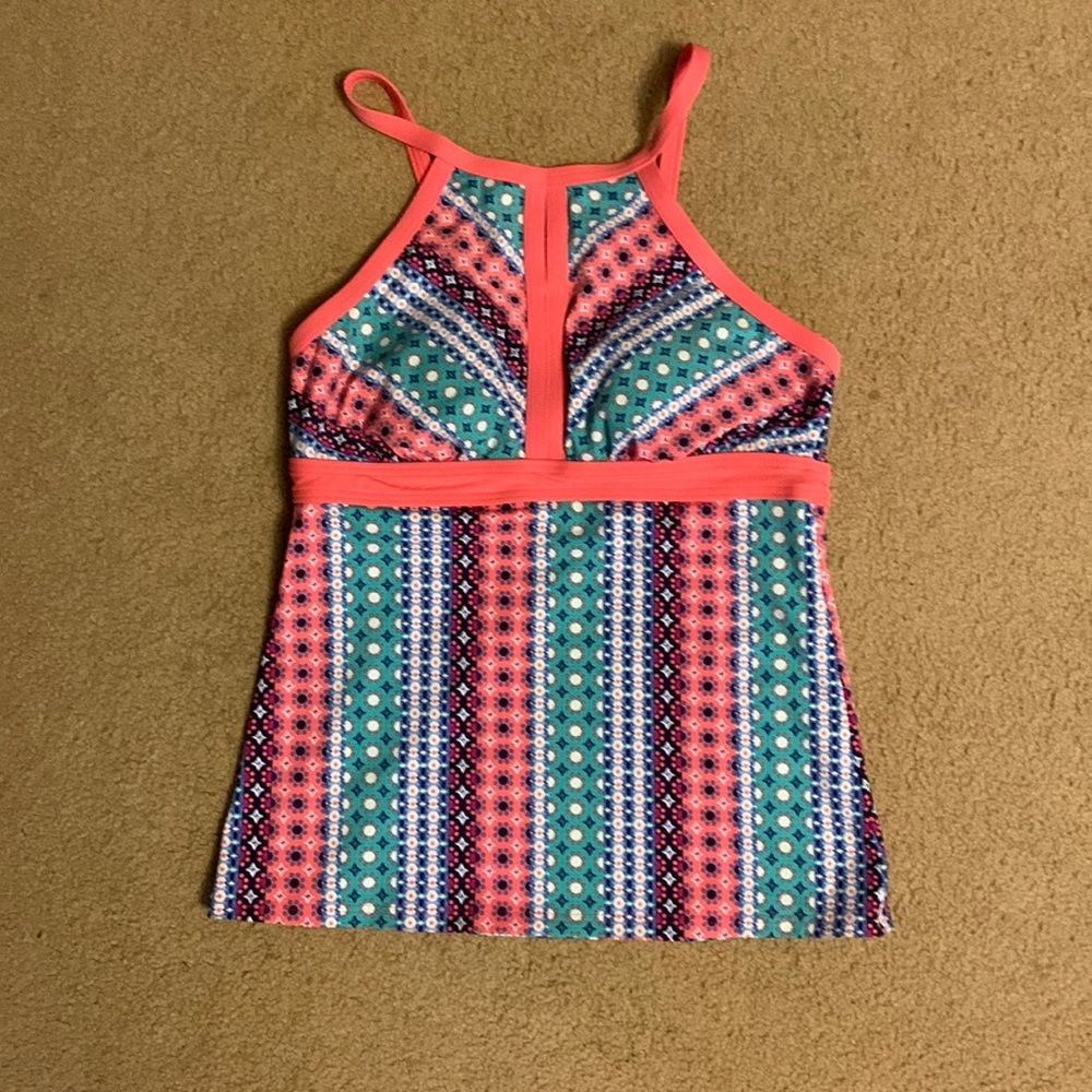 Land’s End women’s keyhole modest high neck tankini swim top. Size 2